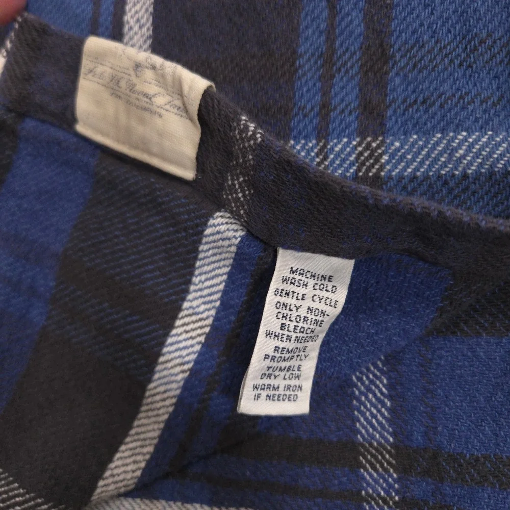 Vintage Polo Ralph Lauren Flannel Work Shirt Mens M Blue Plaid Pencil Pocket 90s